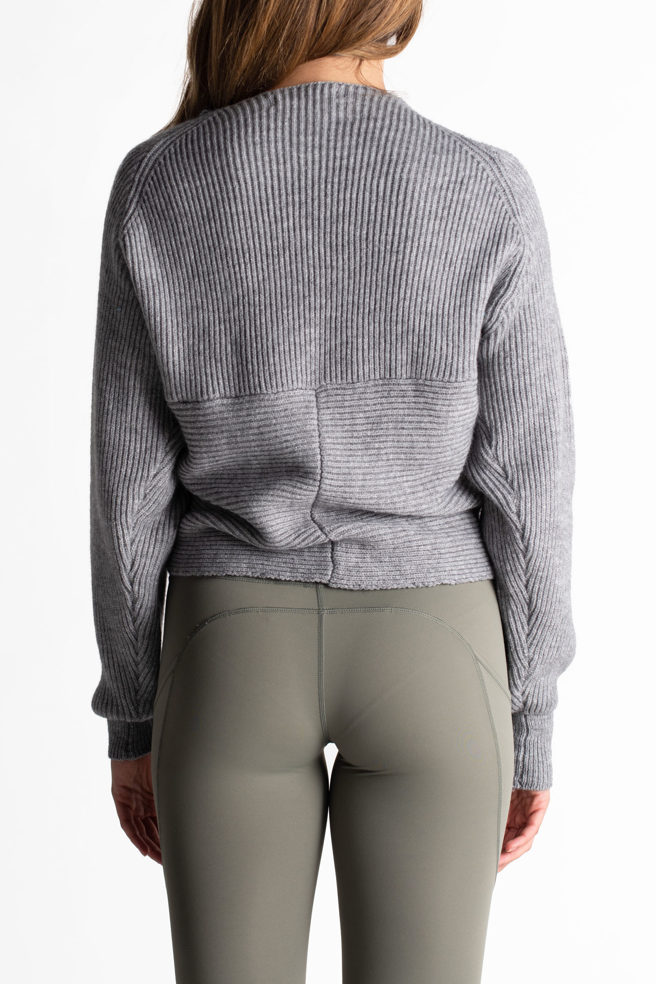 Picture of Rebecca Ribbed Wrap Sweater-Gray