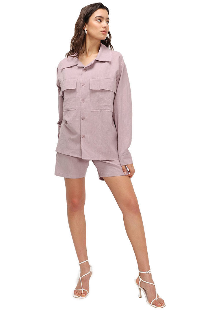 Picture of Iliana Linen Shirt Jacket-Pink