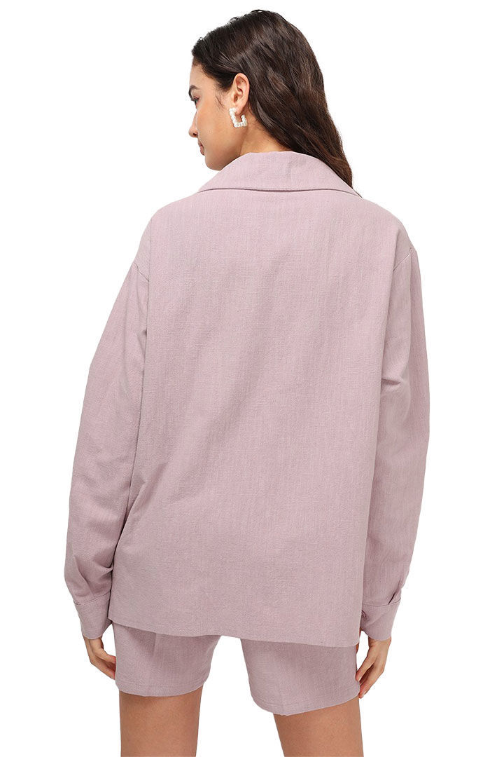 صورة Iliana Linen Shirt Jacket-Pink