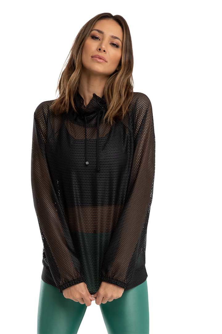 Picture of Probe Shiny Open Mesk Pullover-Black