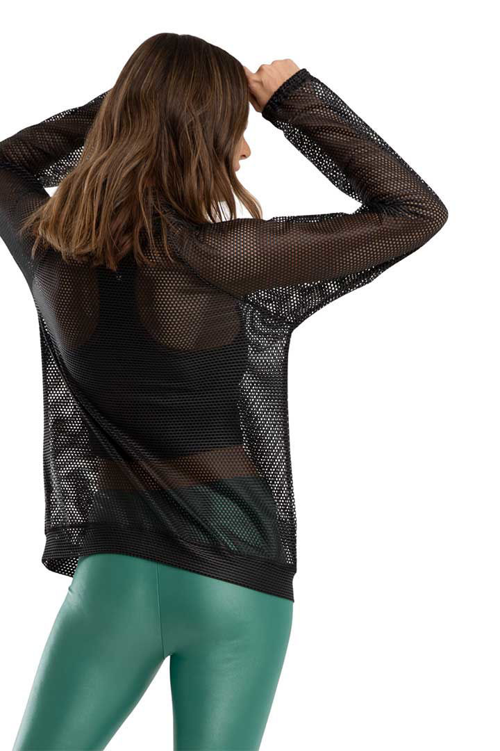 Picture of Probe Shiny Open Mesk Pullover-Black