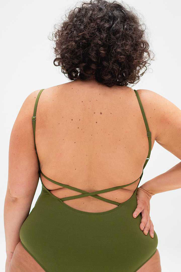 Picture of Cross-Back Swimsuit-Olive Green