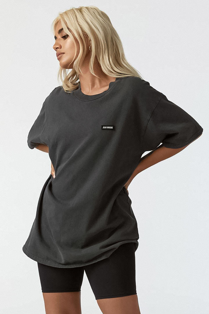 Picture of Oversized Crew Tee-Washed Black Cotton