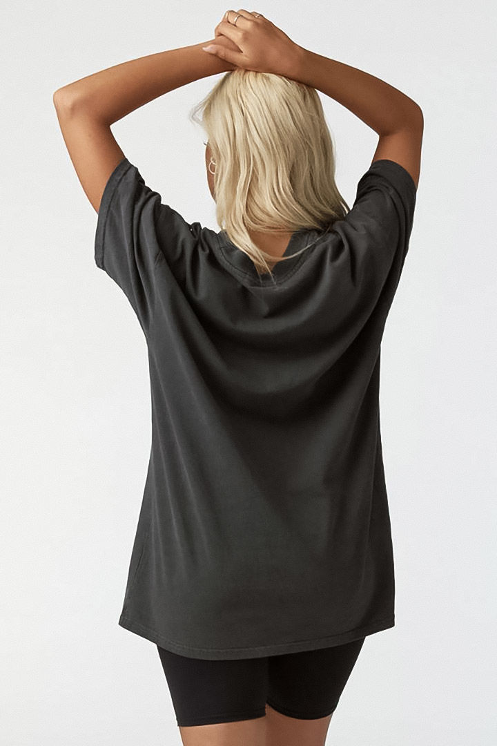 Picture of Oversized Crew Tee-Washed Black Cotton