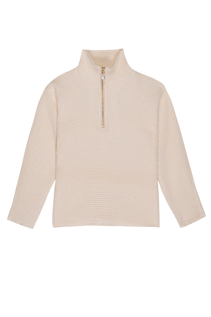 Picture of Waffle 1/2 Zip Pullover-Creme
