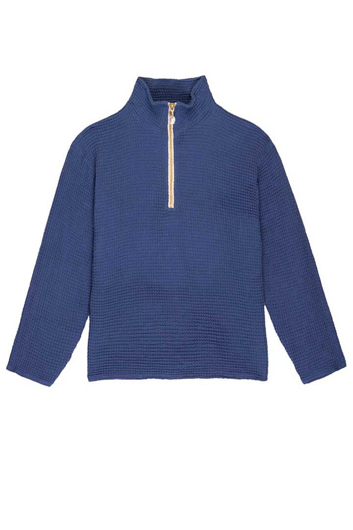 Picture of Waffle 1/2 Zip Pullover-Indigo