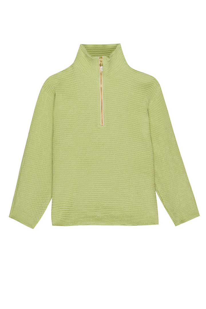 Picture of Waffle 1/2 Zip Pullover-Lime