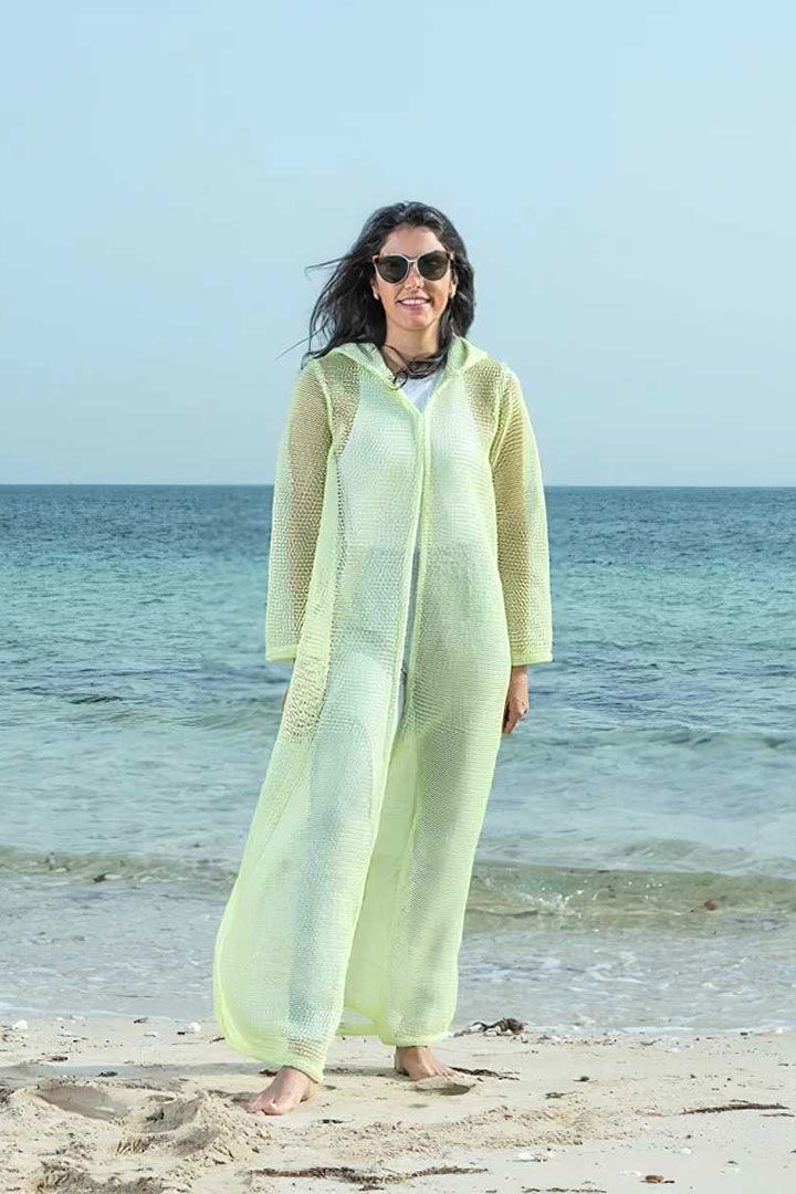 Picture of Bisht Cover Up-Lime White (Reversable)