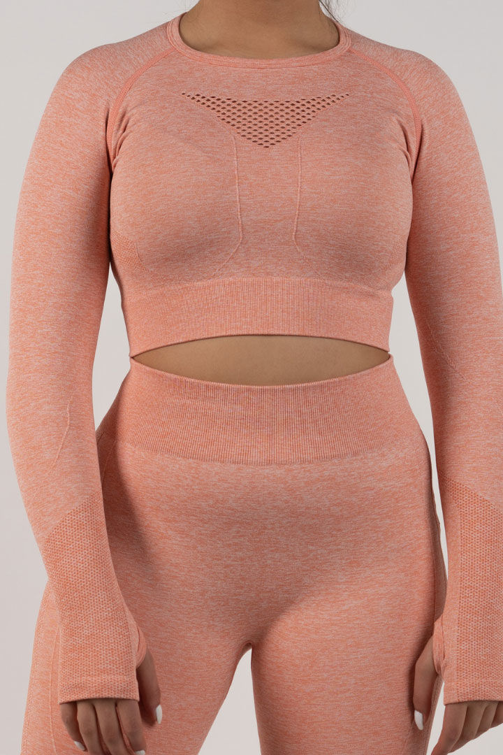 Picture of Peppy 02 Seamless Long Sleeve Crop-Coral