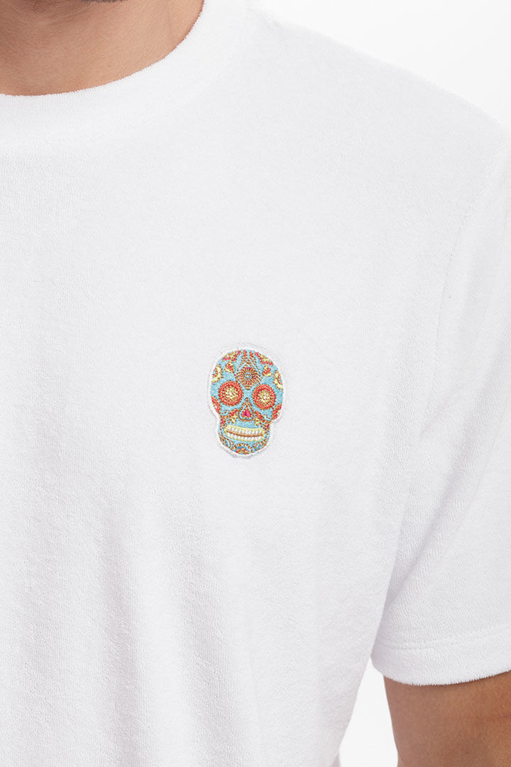 Picture of Towelling T-Shirt Skull-White