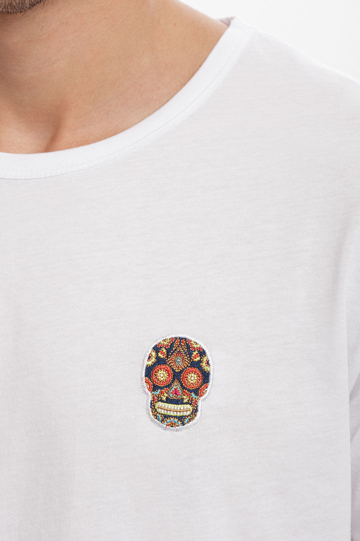 Picture of Skull Cotton T-Shirt-White