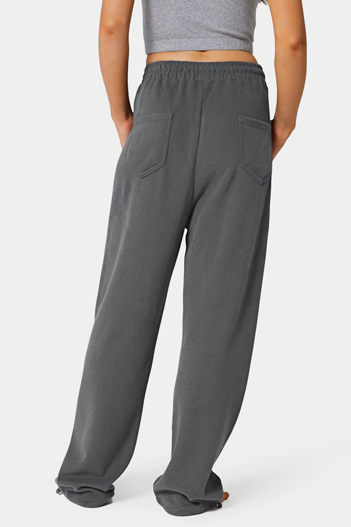 صورة Multi - Pockets Drawstring Wide - Leg Pants - Lead Grey