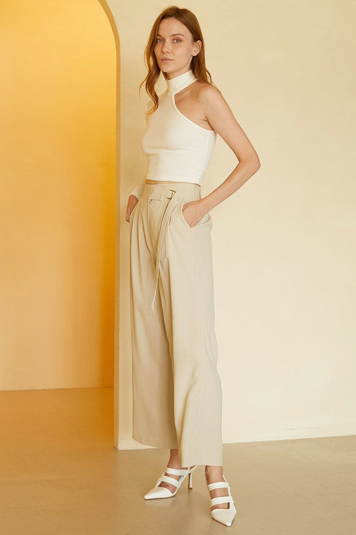 Picture of Angelina Pants with Front Buckle-Cream