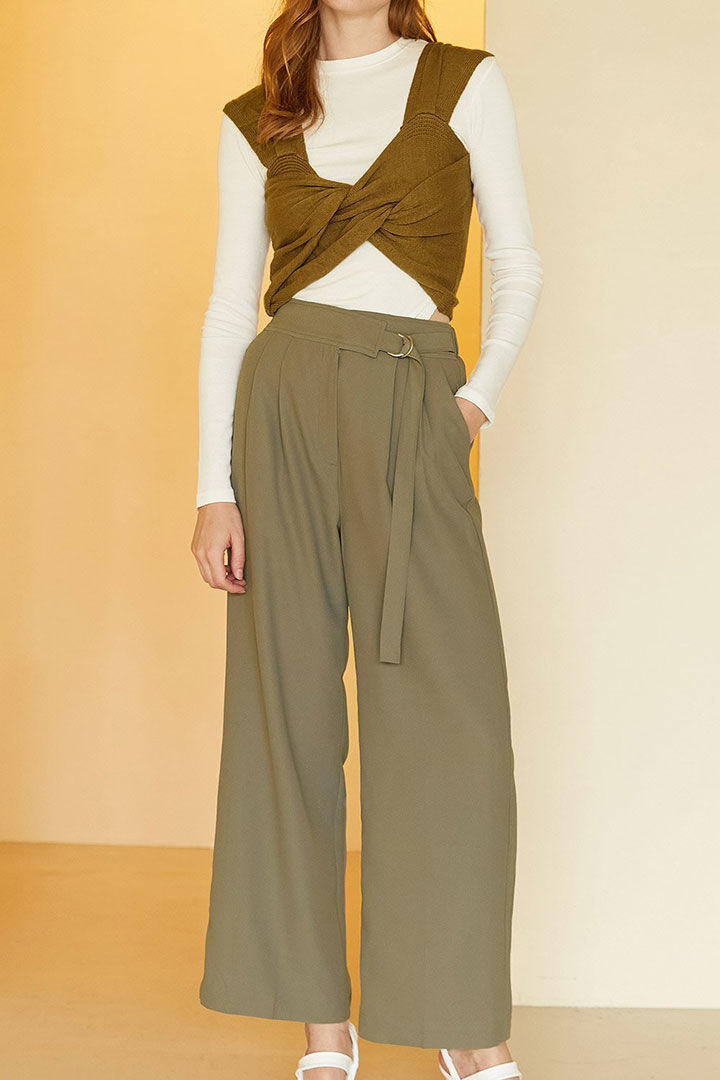 Picture of Angelina Pants with Front Buckle-Olive