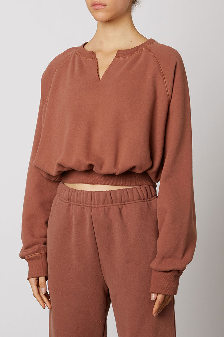 Picture of Notched Cropped Sweatshirt - Copper