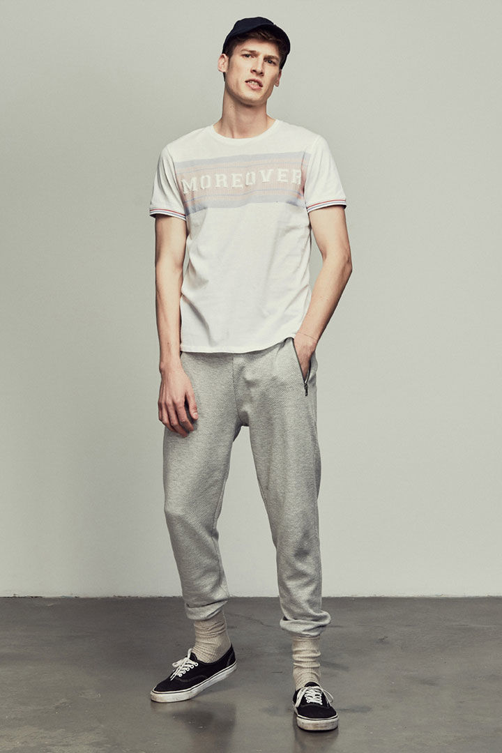 Picture of Jogger Fit Knitted Trousers-Light Gray Melange