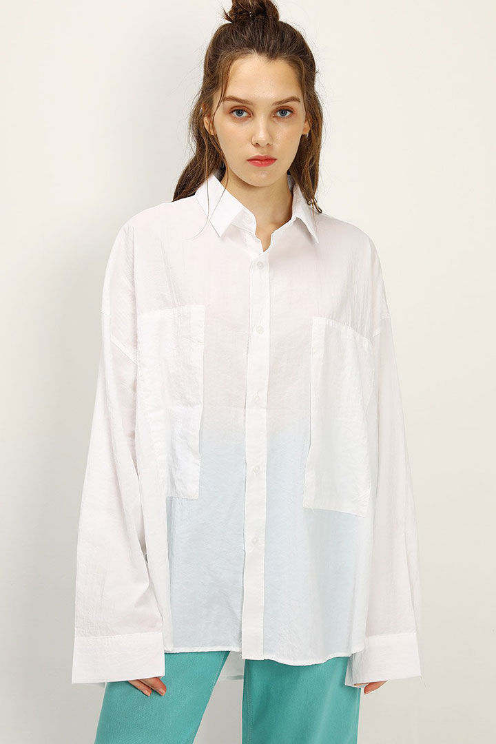 Picture of Madelyn Utility Boyfriend Shirt-White