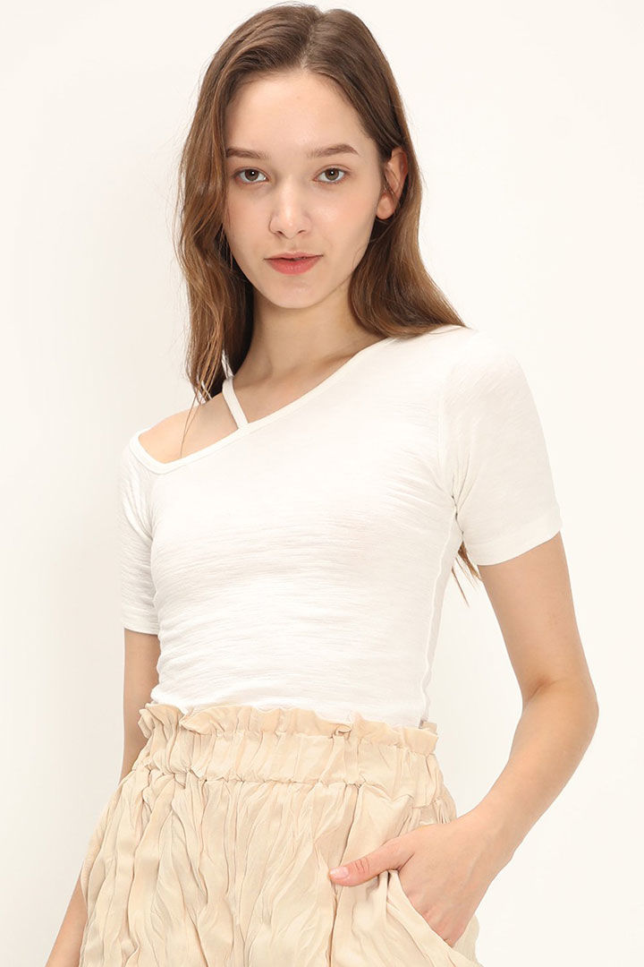 Picture of Maeve Asymmetric Neck Tshirt-White