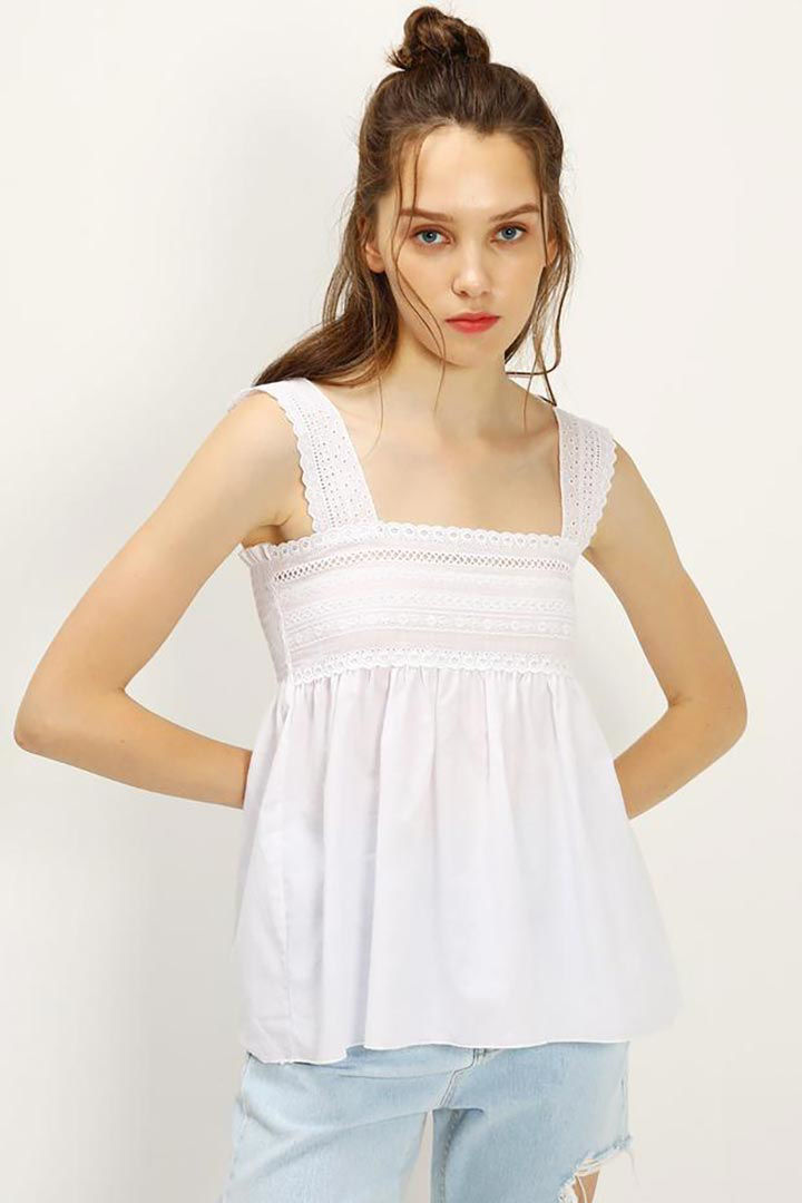 Picture of Hannah Embroidery Top-White