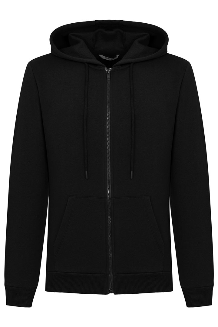 صورة Cotton Hooded Sweatshirt-Black