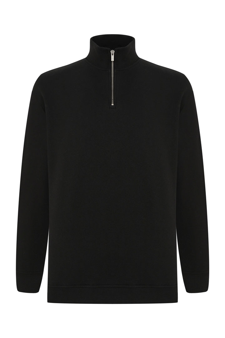 صورة Half Zip Collar Sweatshirt-Black