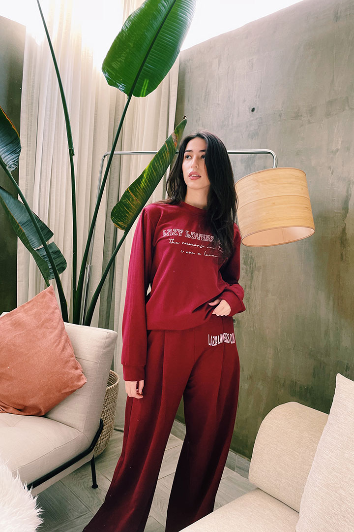 Picture of Lazy Lovers Club Maroon Sweater