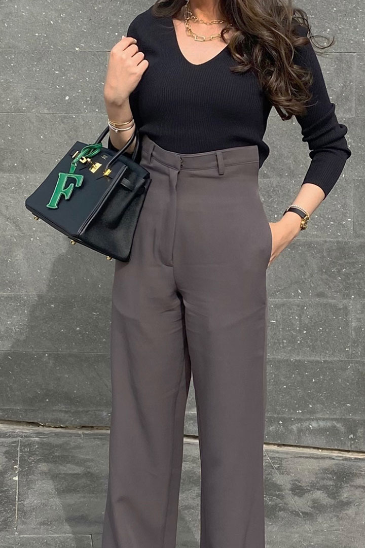 Picture of High-Waisted Trouser-Grey