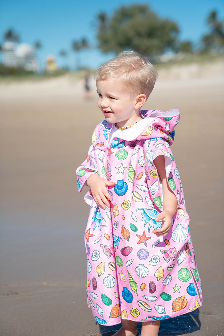 صورة Kids Beach Towel Pink Shells-Large