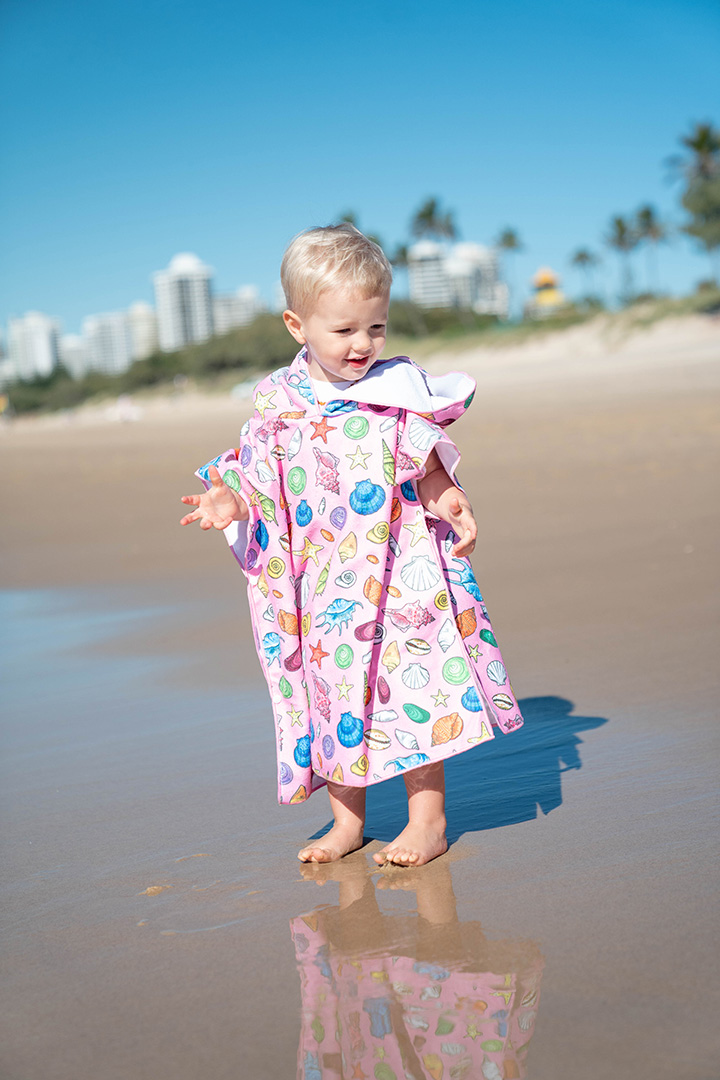 صورة Kids Beach Towel Pink Shells-Large
