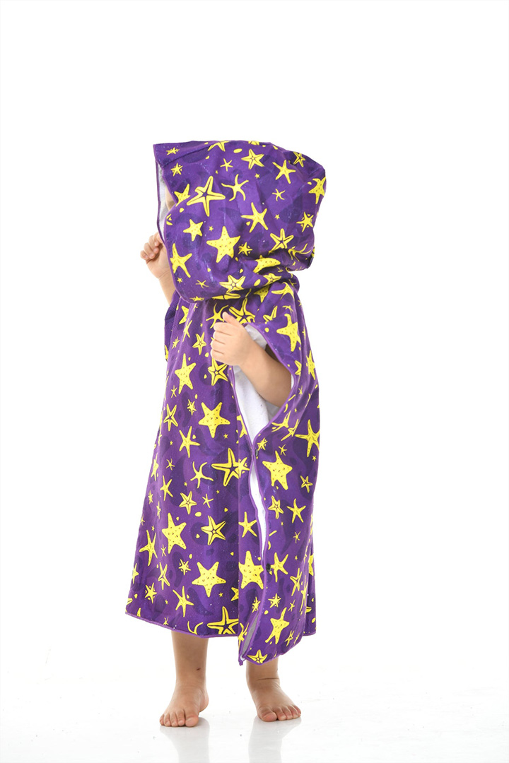 صورة Kids Beach Towel Purple Stars-Large