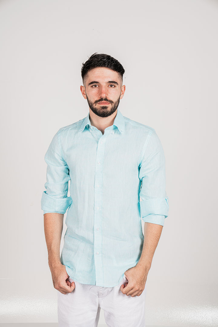 صورة Stoffaco Linen Shirt-Turquoise