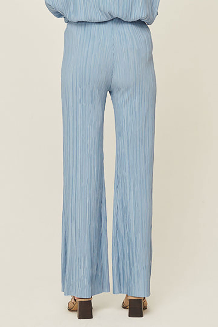 Picture of Maria Flared Leg Plisse Pants-Blue