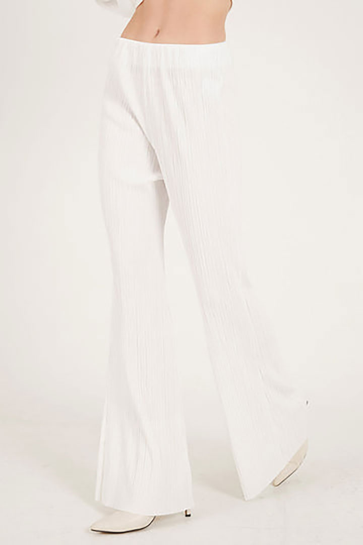 Picture of Maria Flared Leg Plisse Pants-White