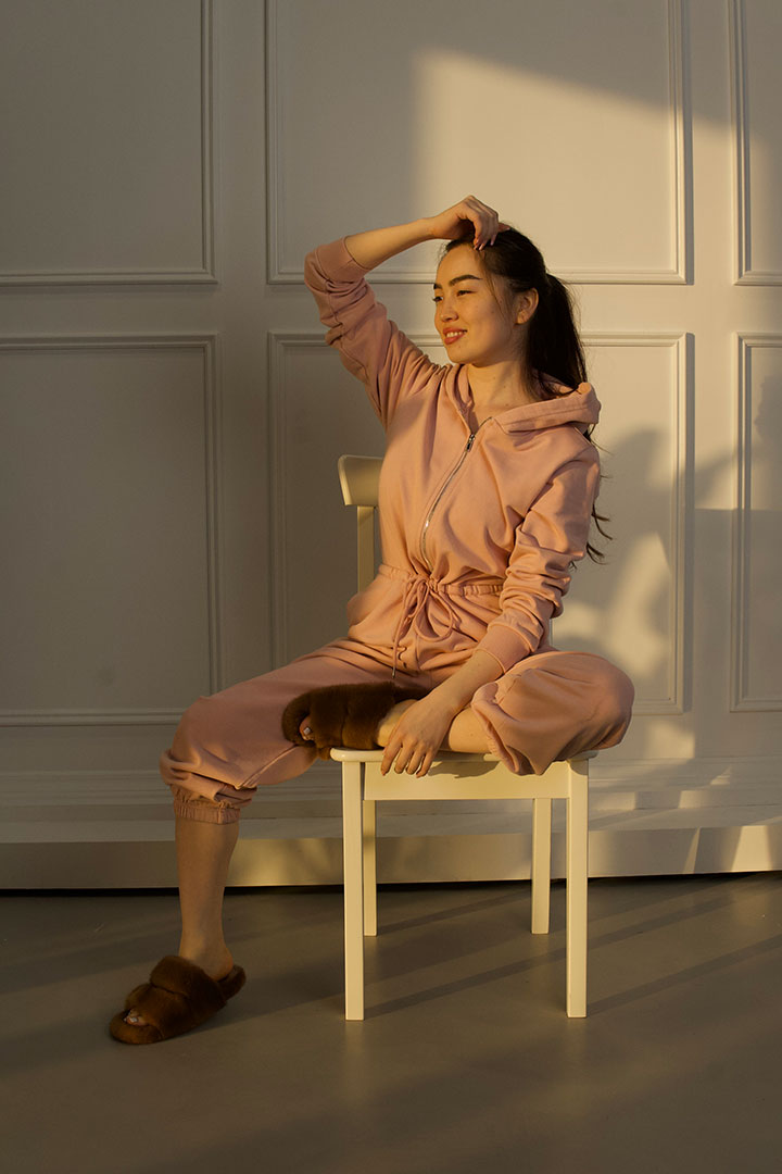 Picture of Oversized Hoodie Jumpsuit-Pink