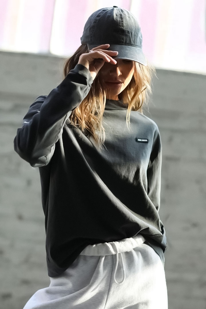 Picture of Classic Oversized Long Sleeve-Washed Black Cotton