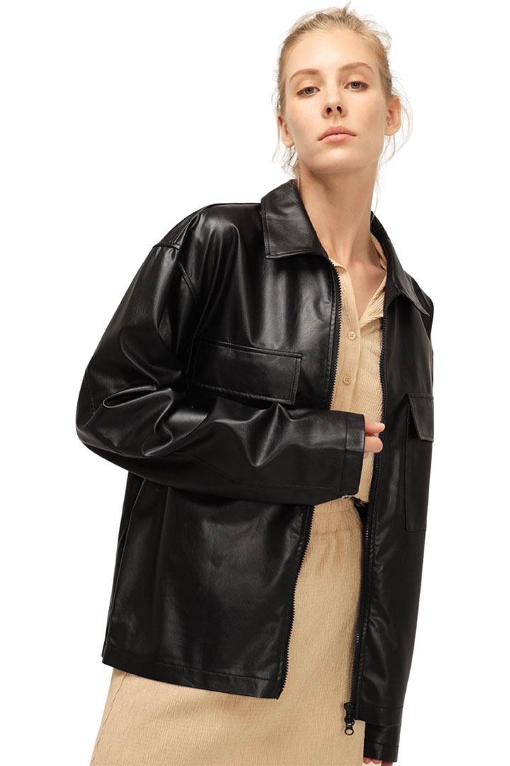 Picture of Aspen Over Size Pleather Jacket - Black