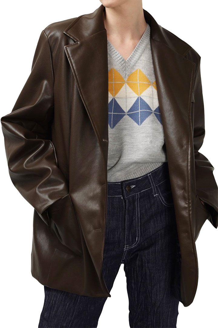 Picture of Audrey Pleather Jacket - Brown