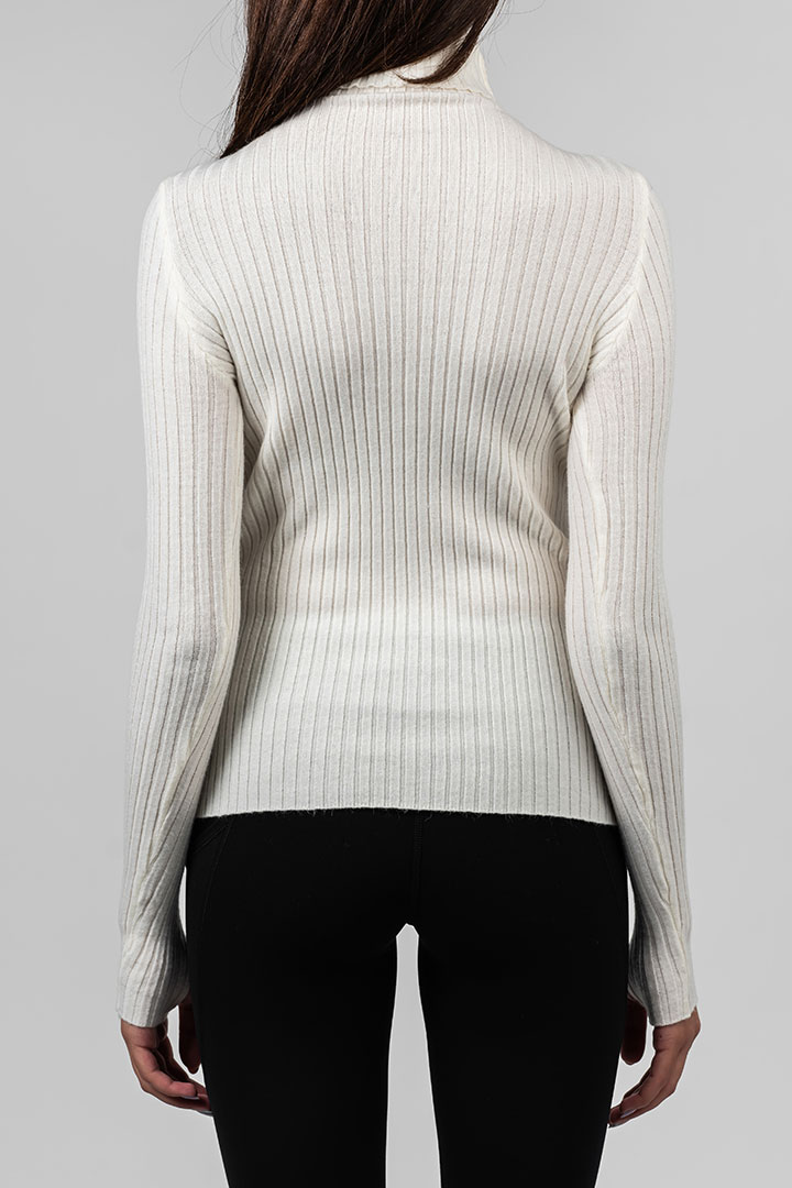 Picture of Avah Slim Fit Ribbed Knit Top-Ivory