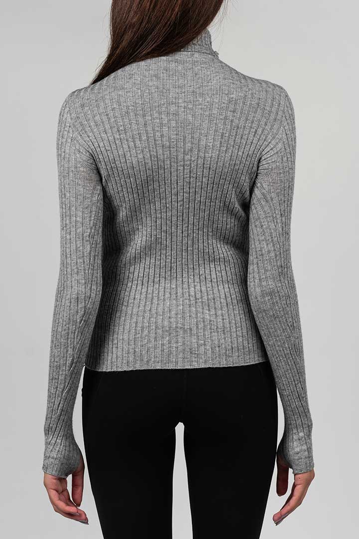 Picture of Avah Slim Fit Ribbed Knit Top-Grey