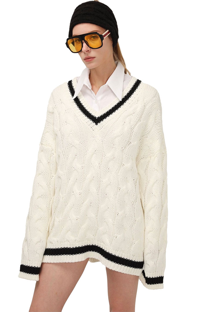 صورة Caroline Oversized Chunky Sweater-Ivory
