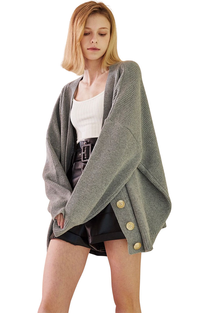 Picture of Charlotte Boxy Sweater Cardigan - Gray
