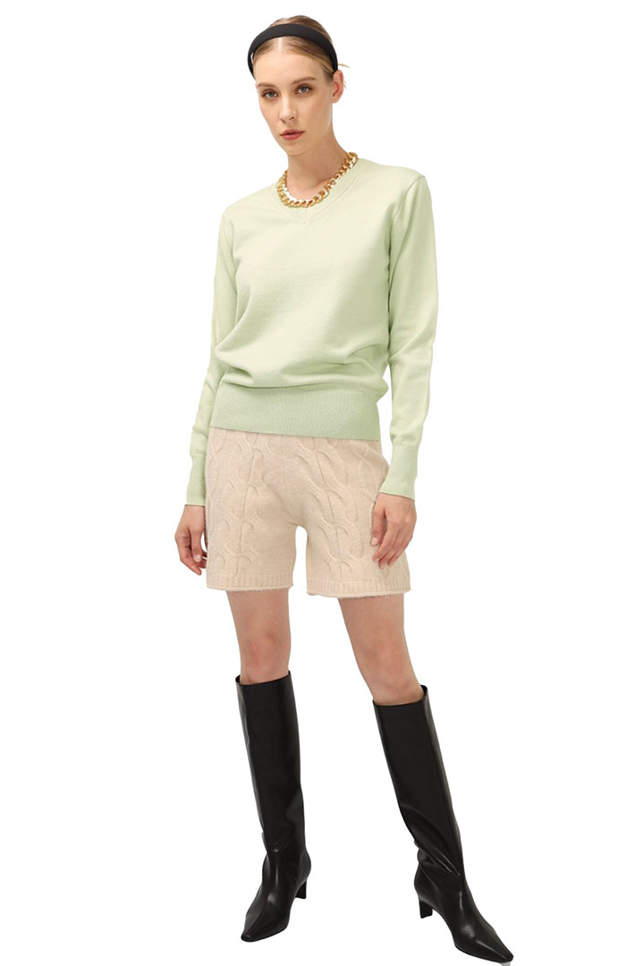 Picture of Charlotte V-Neck Knit Top-Light Green
