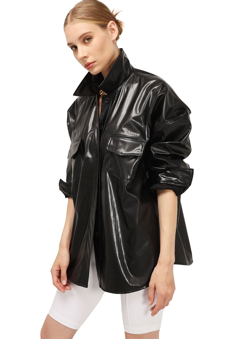 Picture of Ivy Pleather Shirt-Black