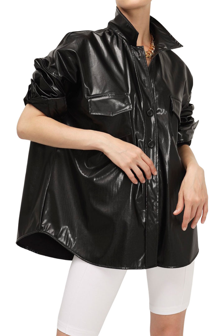 Picture of Ivy Pleather Shirt-Black
