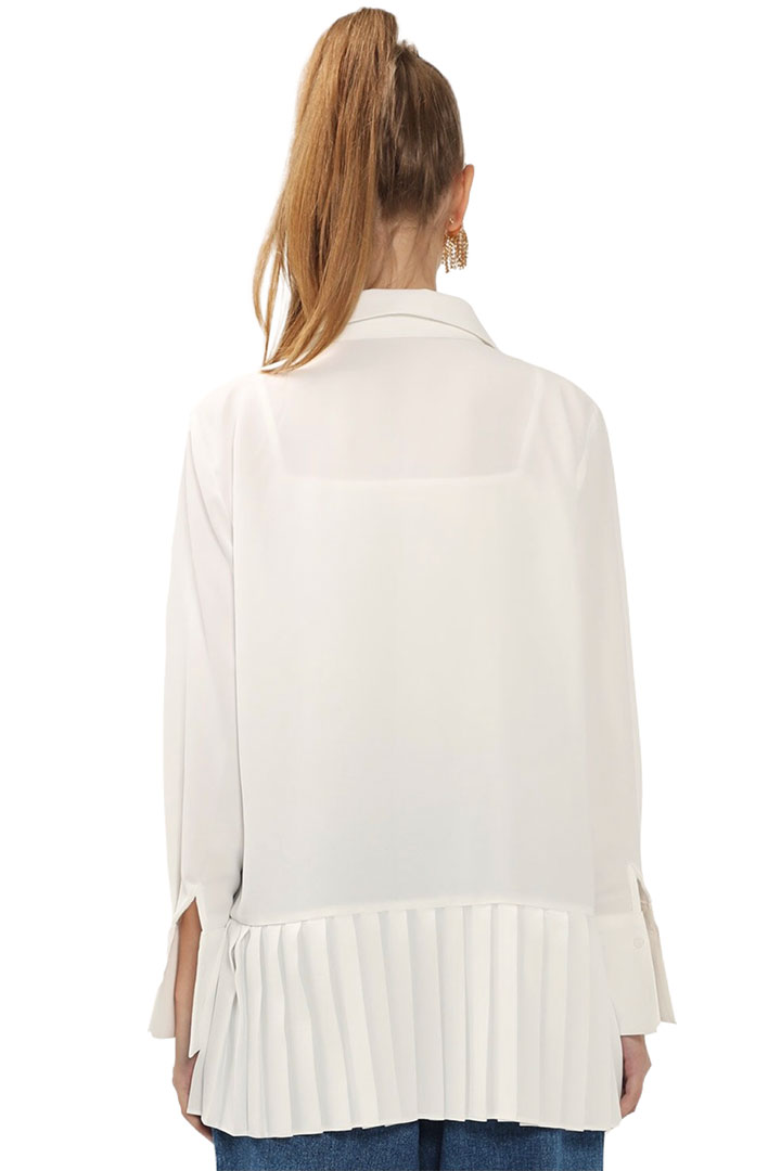 Picture of Reina Pleated Hem Shirt-Ivory