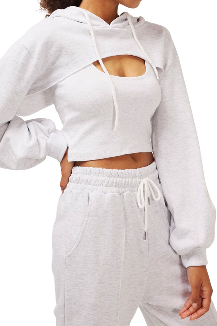 Picture of Nova Super Cropped Hoodie-Light Gray