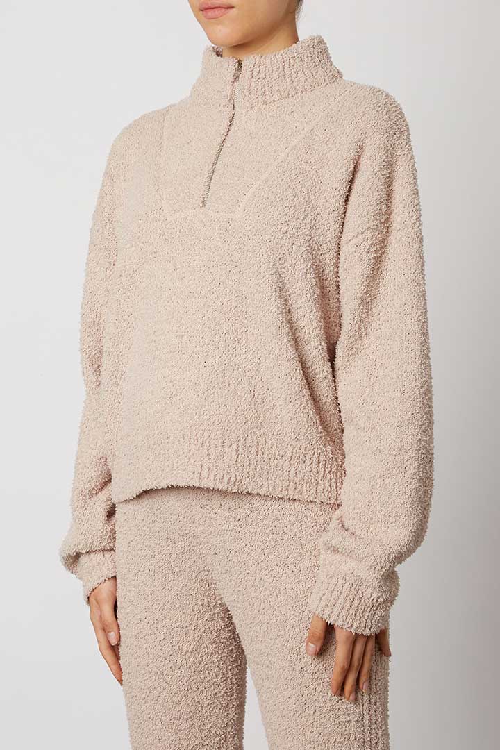 صورة Quarter Zip Plush Sweater - Truffle