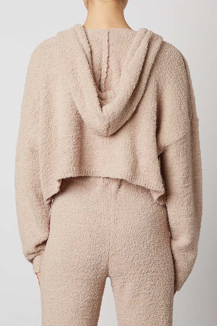 صورة Notched Hooded Sweater -Truffle