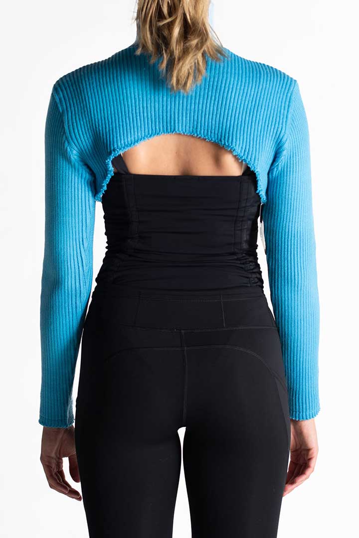 Picture of Avery High Neck Super Crop Top-Blue