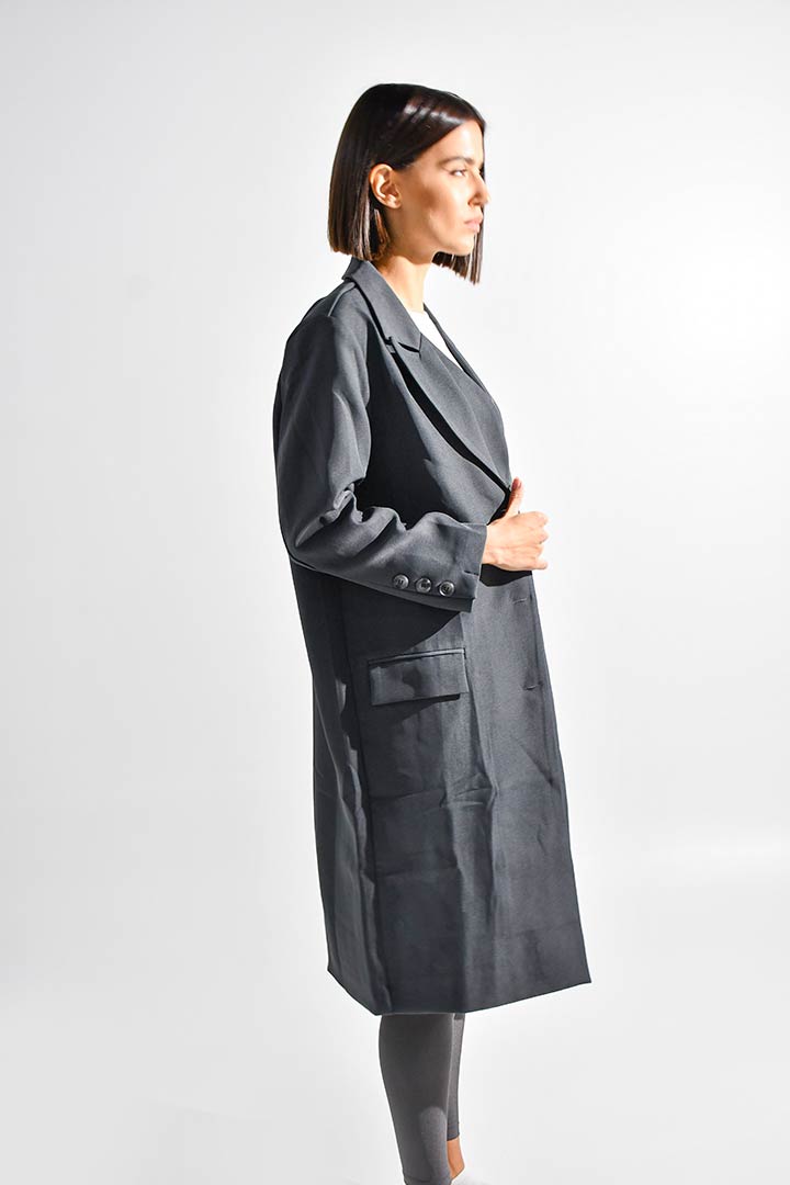 Picture of Double Blazered Trench Coat-Grey